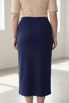 Model wearing Nuggles® 34" Classic Skirt in Navy