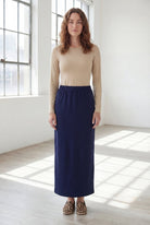 Model wearing Nuggles® 36" Classic Skirt in Navy