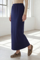 Model wearing Nuggles® 36" Classic Skirt in Navy