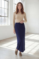 Model wearing Nuggles® 36" Classic Skirt in Navy