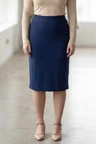 27" Lightweight Lined Pencil Skirt in Navy nuggles-clothing