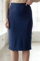 27" Lightweight Lined Pencil Skirt in Navy nuggles-clothing