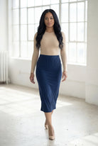 31" Lightweight Lined Pencil Skirt in Navy nuggles-clothing