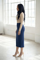 31" Lightweight Lined Pencil Skirt in Navy nuggles-clothing
