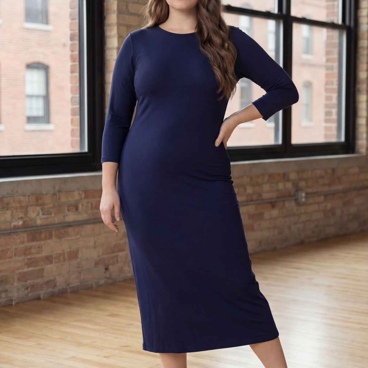 Navy Original Midi Layering Dress | Modest Midi Dress | Nuggles L Navy Original Midi Layering Dress | Modest Midi Dress | Nuggles L
