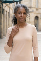 Model wearing Nuggles®  Half Sleeve Essential Tee in Nude