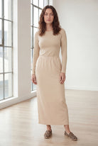 Model wearing Nuggles® 36" Classic Skirt in Nude