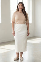 Model wearing Nuggles® 34" Classic Skirt in Off White