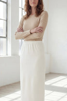 Model wearing Nuggles® 36" Classic Skirt in Off White