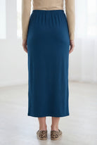 Model wearing Nuggles® 36" Classic Skirt in Peacock