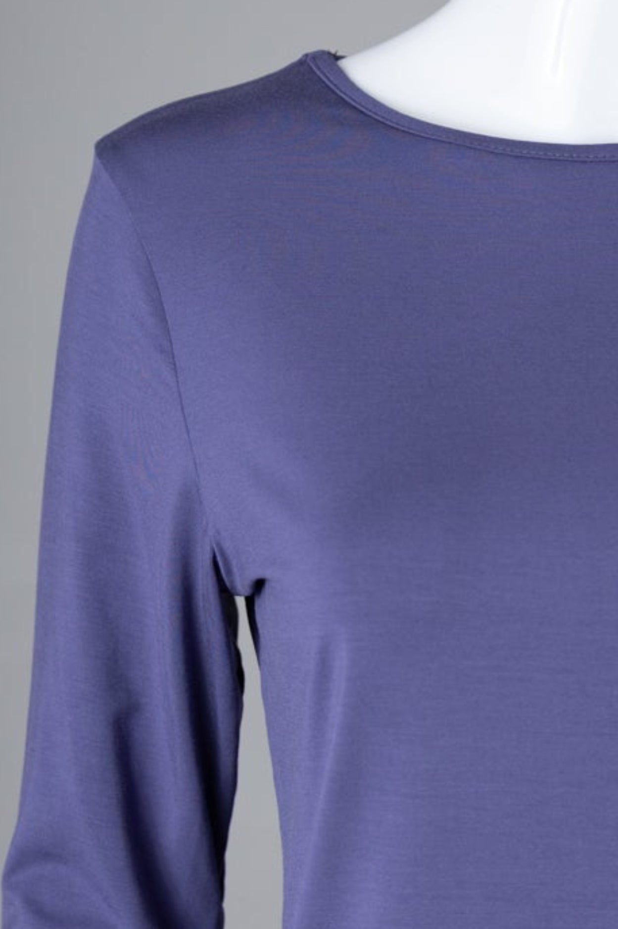 Model wearing Nuggles® 3/4 Essential Tee in Periwinkle Purple