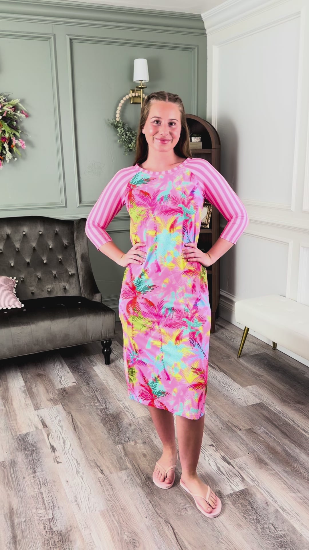 Try on video for the Modest Nuggles® Sport Swim Dress Dress 