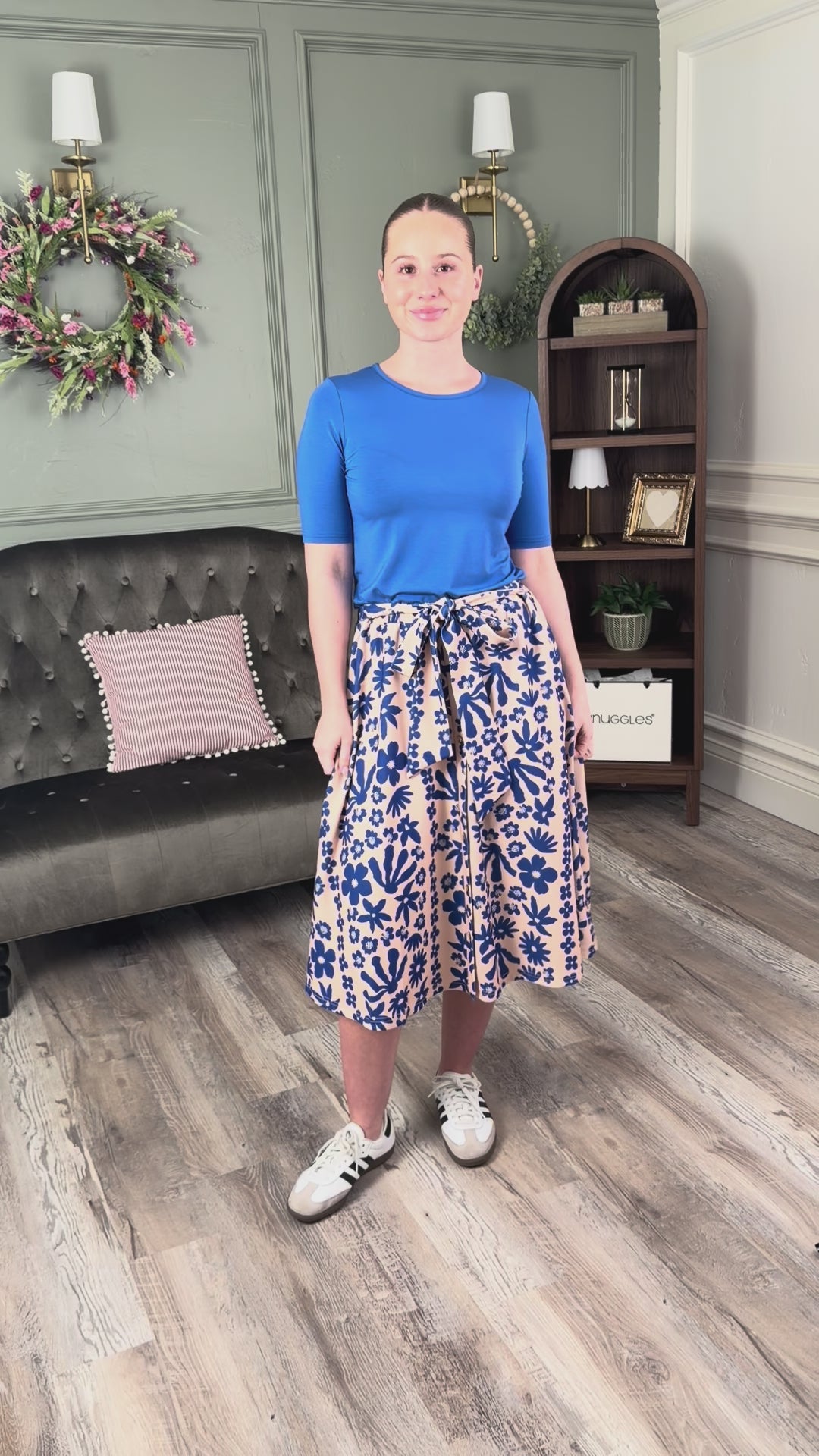 Model wearing the Modest Nuggles® Bria Skirt in our try on video
