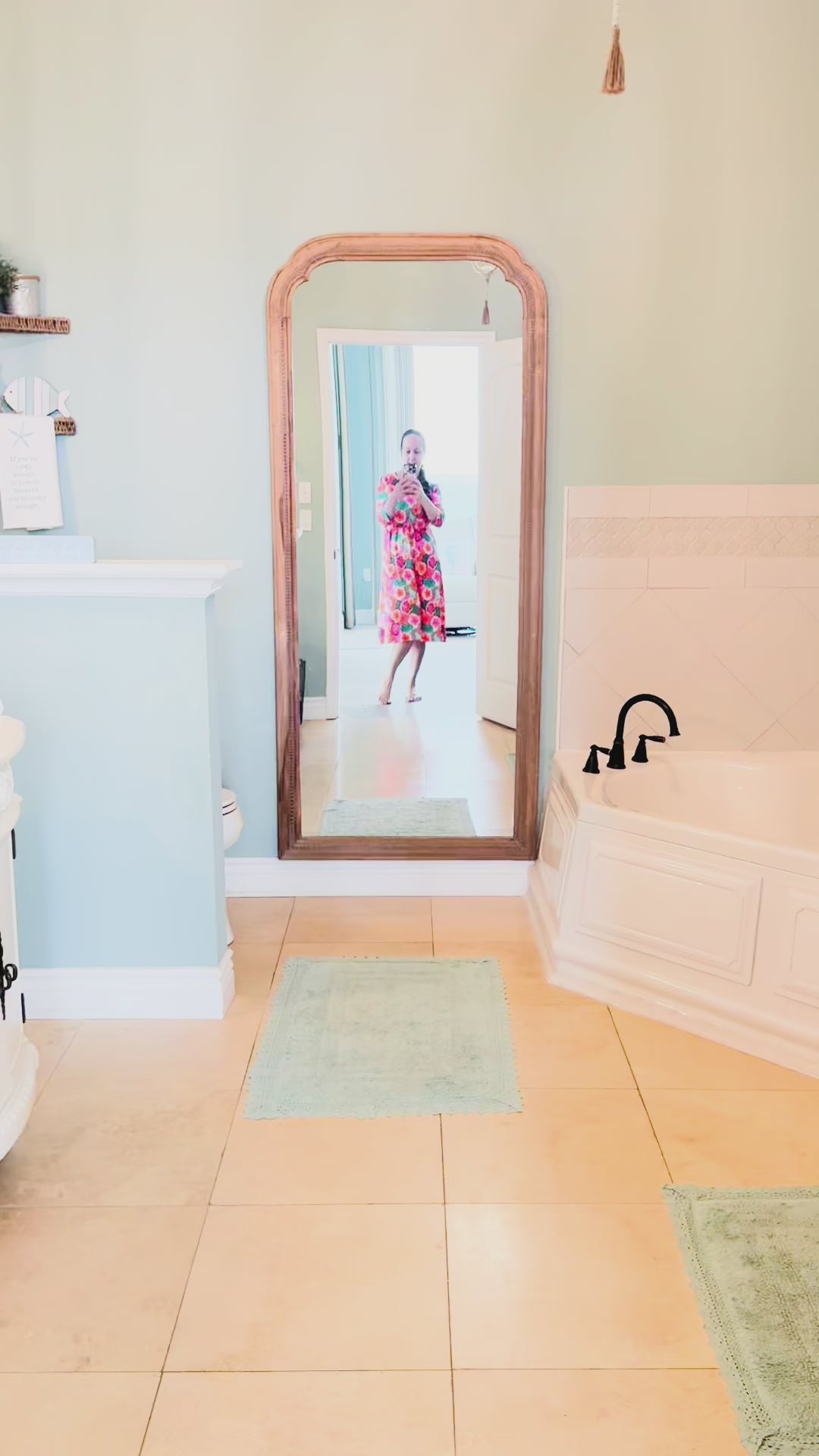 Try on video for Nuggles® Nola Sport Swim Dress with measurements in inches 