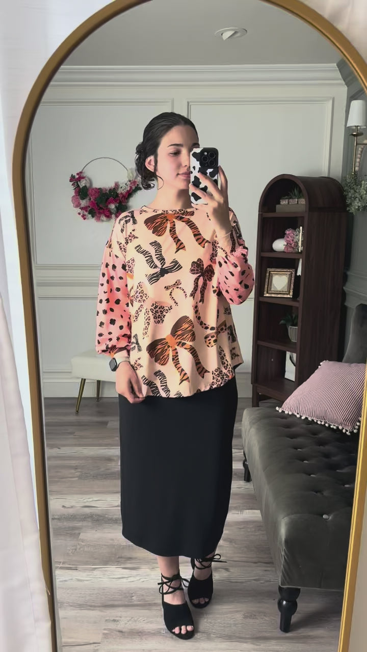 Model wearing the Modest Nuggles® Bryauna Top in our try on video