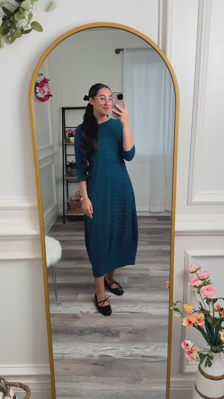 Nuggles® Cindy Textured Dress – modest textured dress with elegant, versatile style.