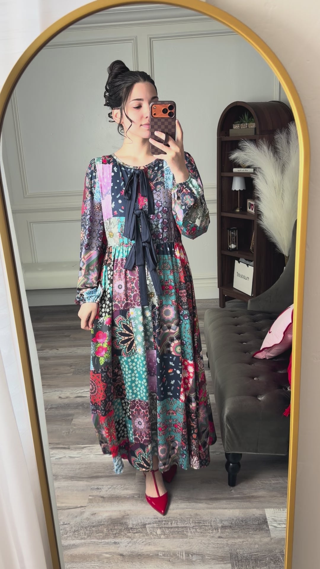 Model wearing the Nuggles® Addison Dress in out try on video