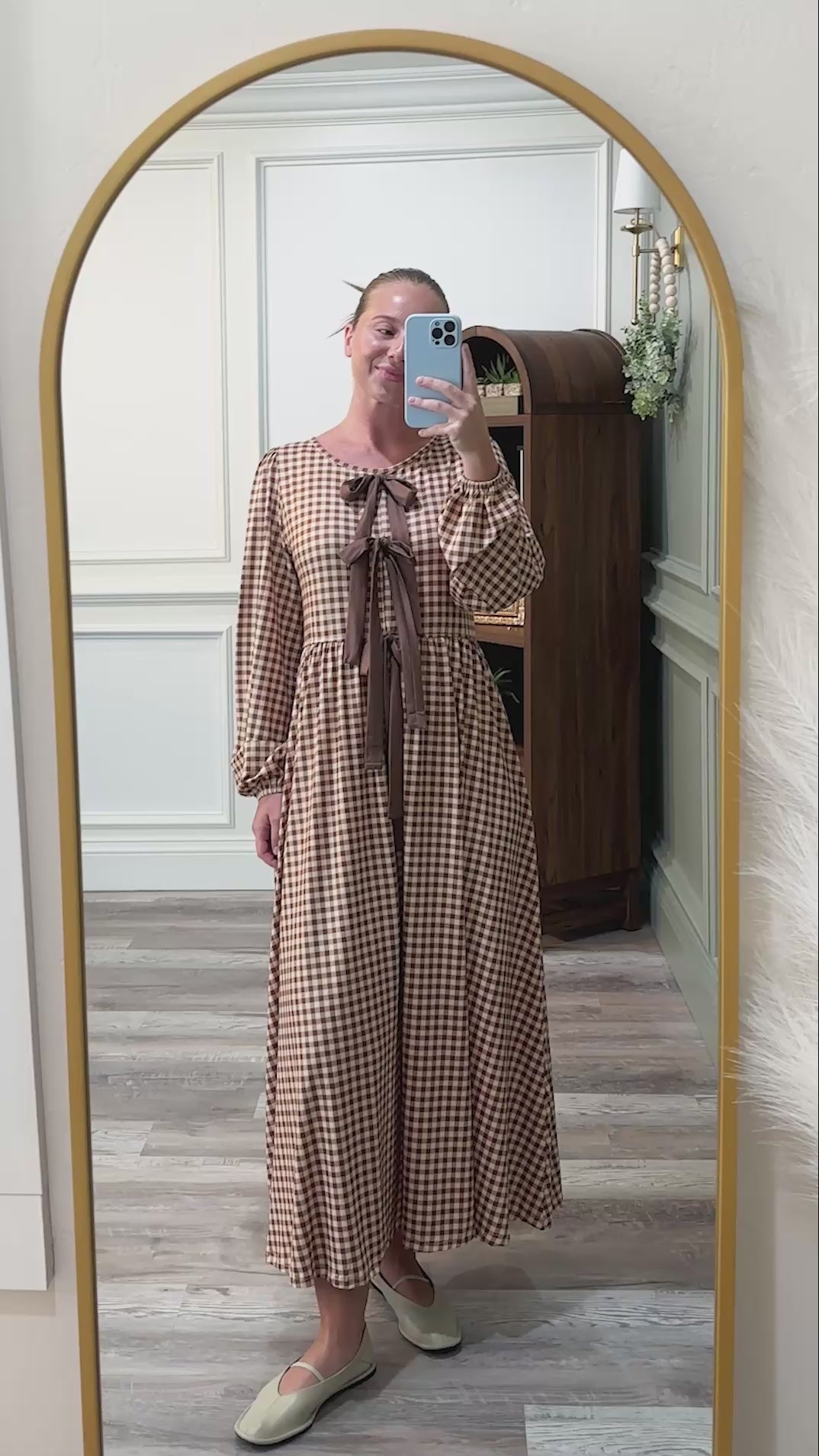 Modest Nuggles® Addison Dress try on