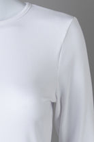 Model wearing Nuggles® 3/4 Essential Ribbed Tee in White