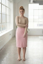 Model wearing Nuggles® 27" Classic Skirt in Rose