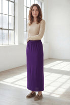 Model wearing Nuggles® 36" Classic Skirt  in Royal Purple