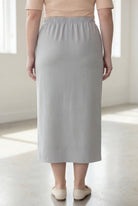 Model wearing Nuggles® 34" Classic Skirt in Silver