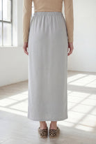 Model wearing Nuggles® 36" Classic Skirt in Silver