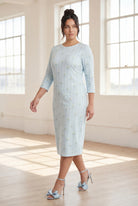 Model wearing Nuggles® Midi Layering Dress in Sky Petal