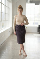 Model wearing Nuggles® 27" Classic Skirt  in Steel Gray