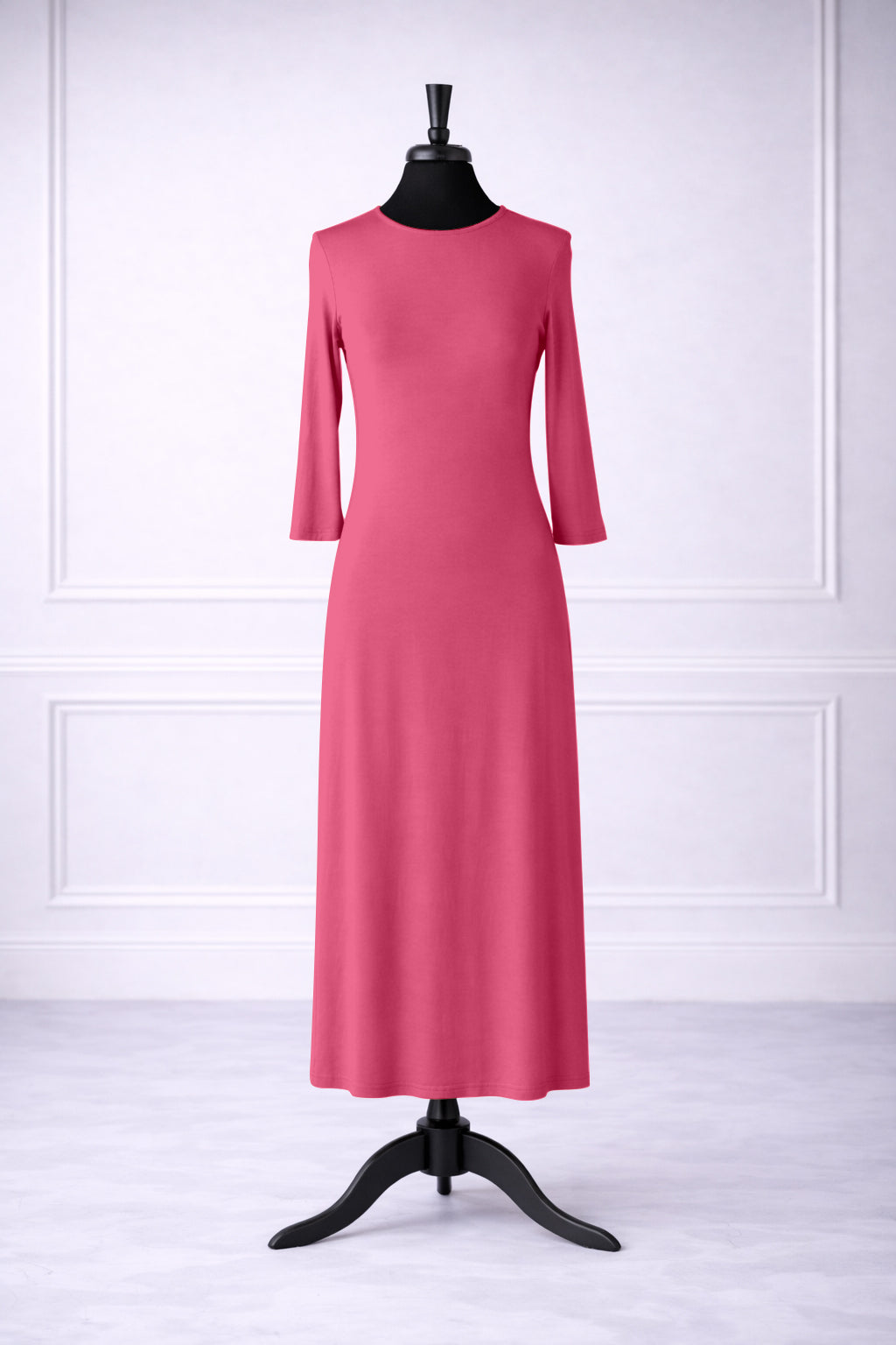Front view of Nuggles®  tea-length layering dress in Hot Pink