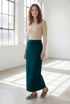 Model wearing Nuggles® 36" Classic Skirt  in Teal Green