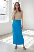 Model wearing Nuggles® 36" Classic Skirt  in Turquoise