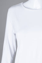 Model wearing Nuggles® 3/4 Essential Tee in White
