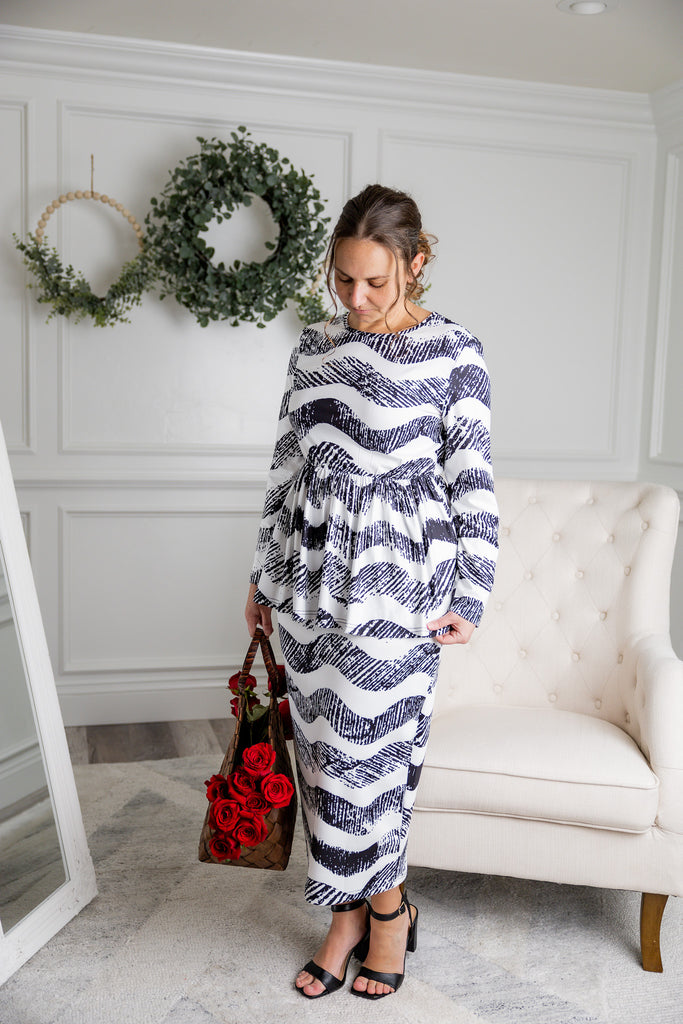 modest long sleeve baby doll top daisie collection pretty prints